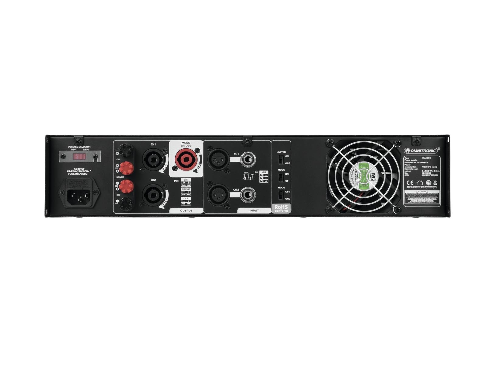 OMNITRONIC XPA-1000 Endstufe 2x 500 W