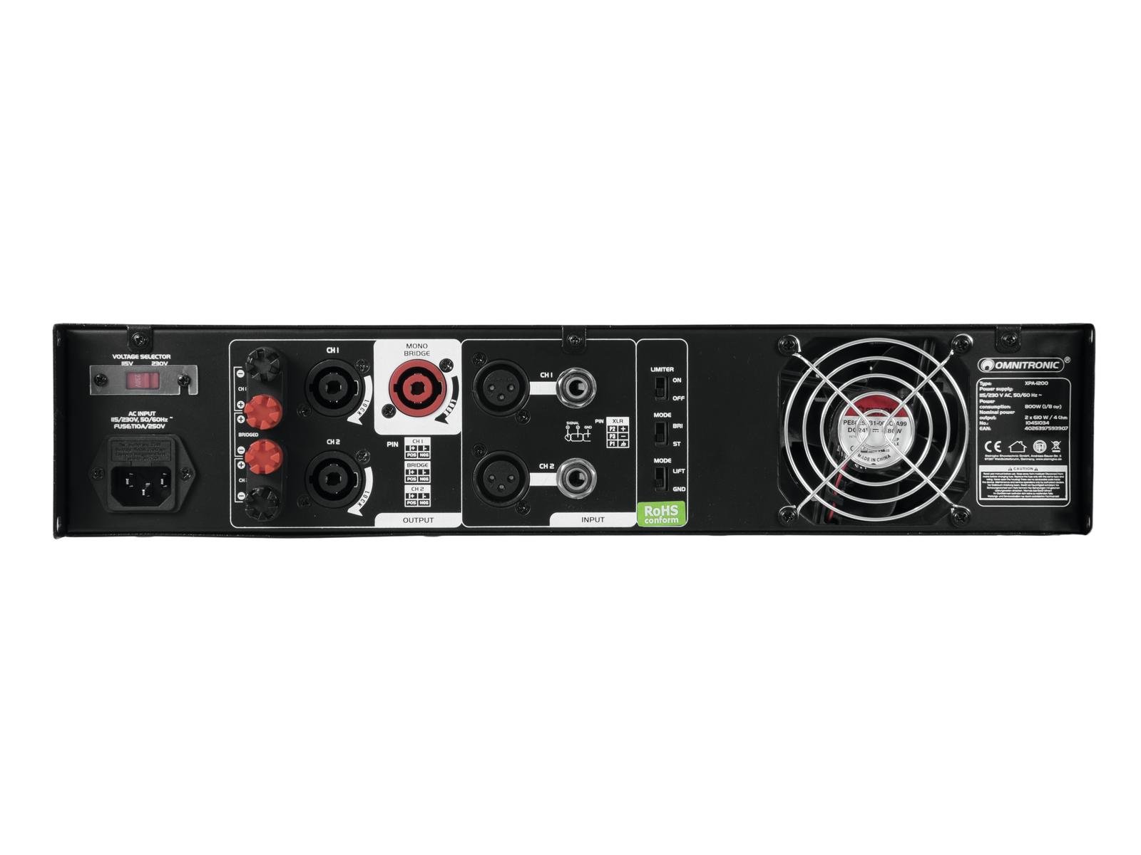OMNITRONIC XPA-1200 Endstufe 2x 600 W