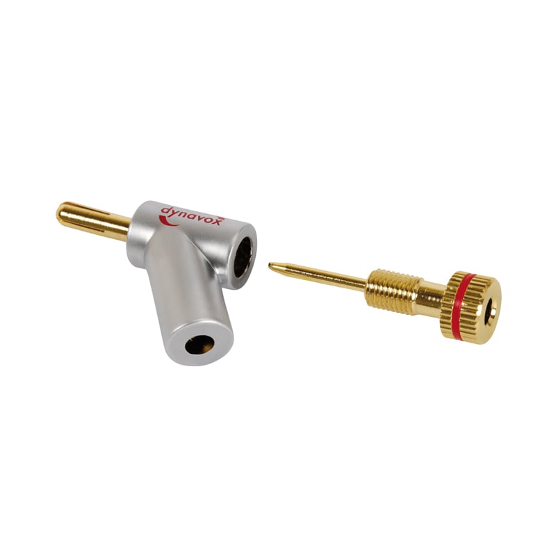 Dynavox Bananensteckerset 4-teilig Spreizfixierung, abgewinkelt Dynavox Bananensteckerset 4-teilig Spreizfixierung, abgewinkelt