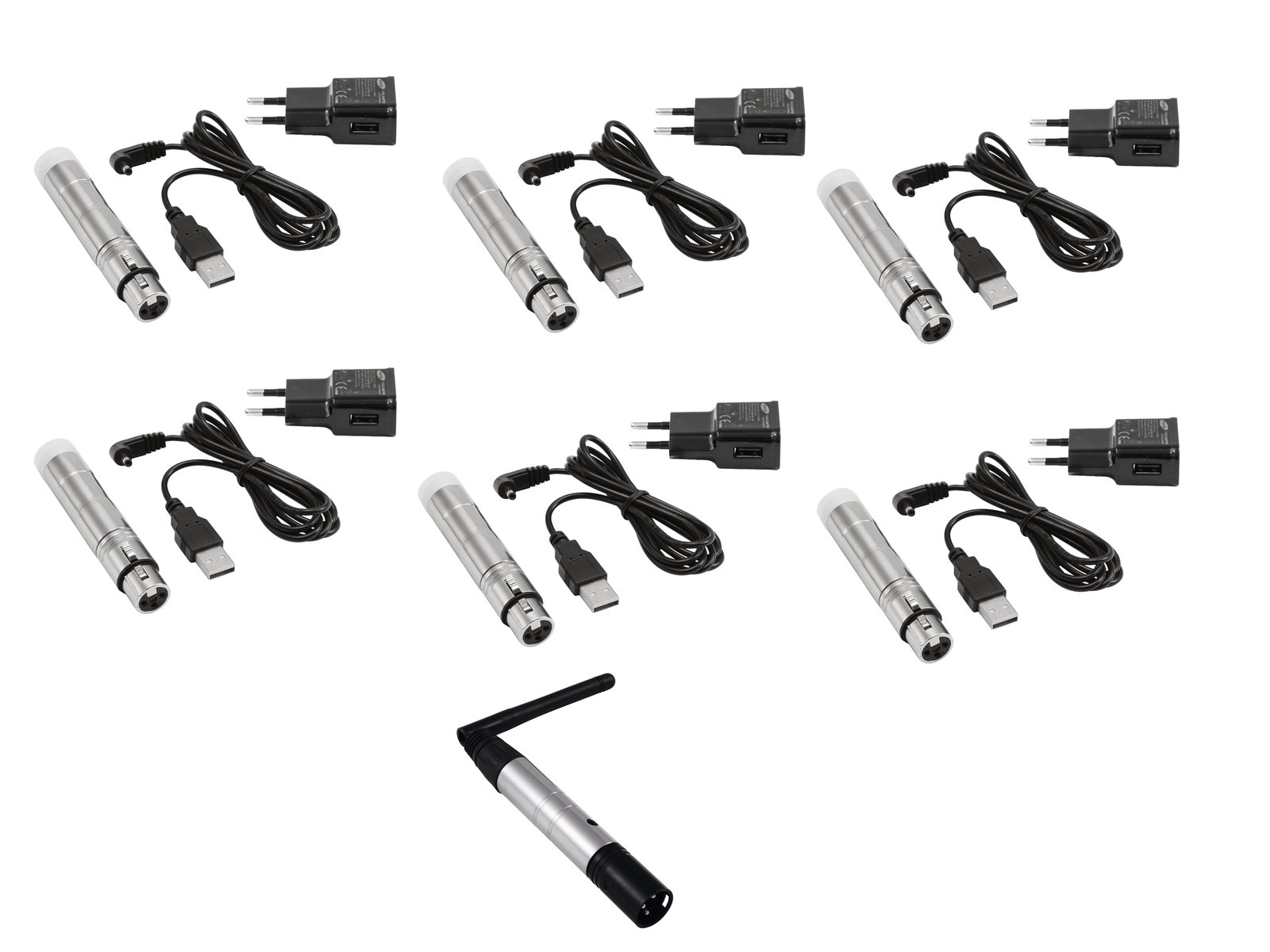 EUROLITE SET QuickDMX 1x Sender + 6x AKKU Empfänger EUROLITE SET QuickDMX 1x Sender + 6x AKKU Empfänger