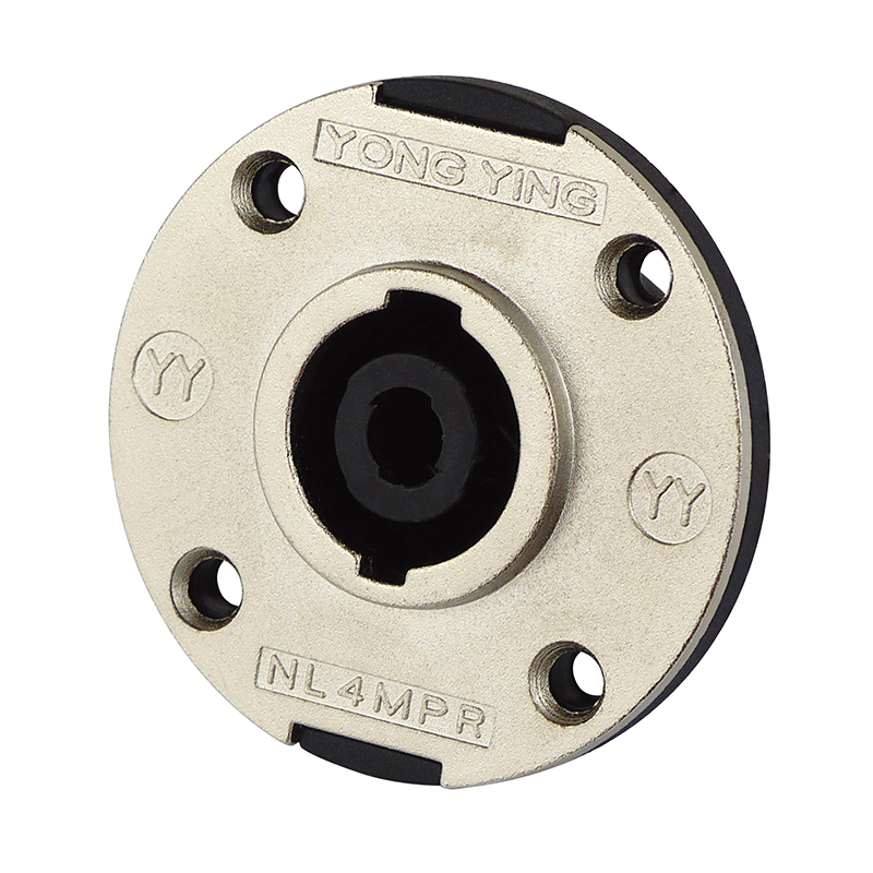 Speakon PA LS Einbaubuchse 4 Pins rund mit Aluminiumblende BLANKO